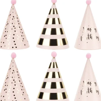 Let's Party Juhlakattaus-Partyhattu 6 Kpl Vaaleanpunainen/kulta