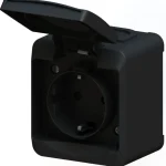 Harju Hiili Sähköasennustarvikkeet-Pistorasia 1-os Pinta IP44 Musta