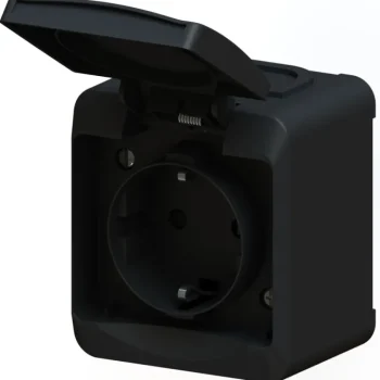 Harju Hiili Sähköasennustarvikkeet-Pistorasia 1-os Pinta IP44 Musta