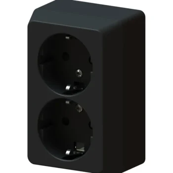 Harju Hiili Sähköasennustarvikkeet-Pistorasia 2-os Pinta Maad Musta