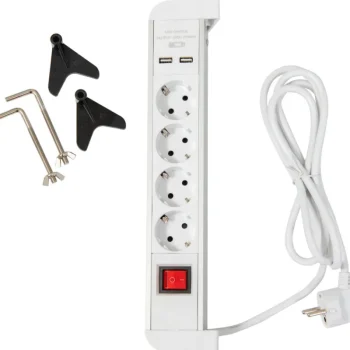 Airam Jatkojohdot-Pistorasialista+kytkin 2 M 4-osaa + 2 USB Tabletop