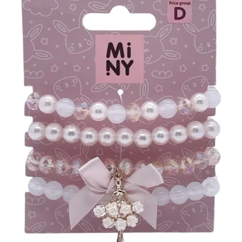 Miny Korut Ja Kellot^Rannekoru 4 Kpl Vaaleanpunainen