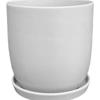 Kotikulta Sisäkukkaruukut-Ruukku 14 Cm Kiinteällä Aluslautasella, Matta Valkoinen