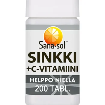Sana Sol Terveysravinteet Ja -valmisteet^Sinkki + C-vitamiini Sana-sol 100 Kpl 112 G