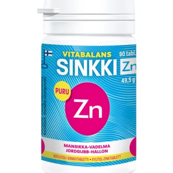 Vitabalans Terveysravinteet Ja -valmisteet^Sinkki Zn 90 Kpl 50 G Mansikka-vadelma