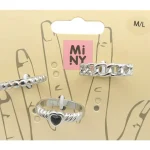 Miny Korut Ja Kellot^Sormus 3 Kpl Hopeanvärinen