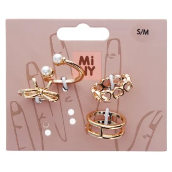 Miny Korut Ja Kellot^Sormussetti 4 Kpl Kulta/helmi