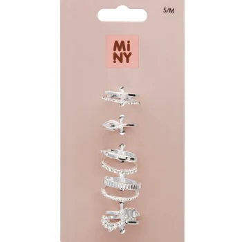 Miny Korut Ja Kellot^Sormussetti 8 Kpl Hopeanvärinen