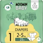 Moomin Baby Vaipat Ja Puhdistuspyyhkeet^Teippivaippa 25 Kpl NewBorn 1, 2-5 Kg