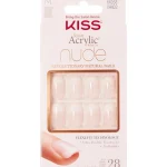 Kiss Kynsikosmetiikka-Tekokynnet 28 Kpl Salon Acrylicu2122 Nude French Suorakärki