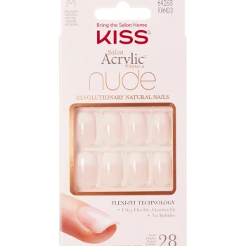 Kiss Kynsikosmetiikka-Tekokynnet 28 Kpl Salon Acrylicu2122 Nude French Suorakärki
