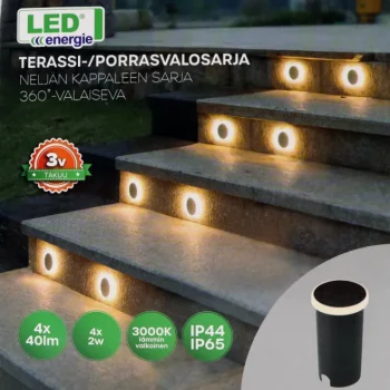 Led Energie Ulkovalaisimet-Terassi-/porrasvalosarja 4 Kpl 360u02da-valaiseva 2W 40lm 3000K
