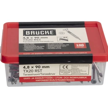 Brücke Naulat Ja Ruuvit-Terassiruuvi 4,8 X 90 Mm, A4, 100 Kpl