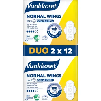 Vuokkoset Intiimihygieniasuojat^Terveysside 2 X 12 Kpl Duo Normal Wings