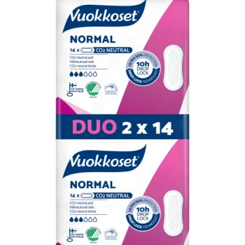 Vuokkoset Intiimihygieniasuojat^Terveysside 2 X 14 Kpl Duo Normal