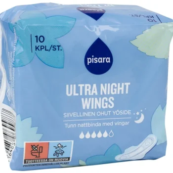 Pisara Intiimihygieniasuojat^Terveysside 10 Kpl Yö Siivekkeillä