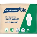 Vuokkoset Intiimihygieniasuojat^Terveysside 10 Kpl 100 % Bio Long Wings Ohut
