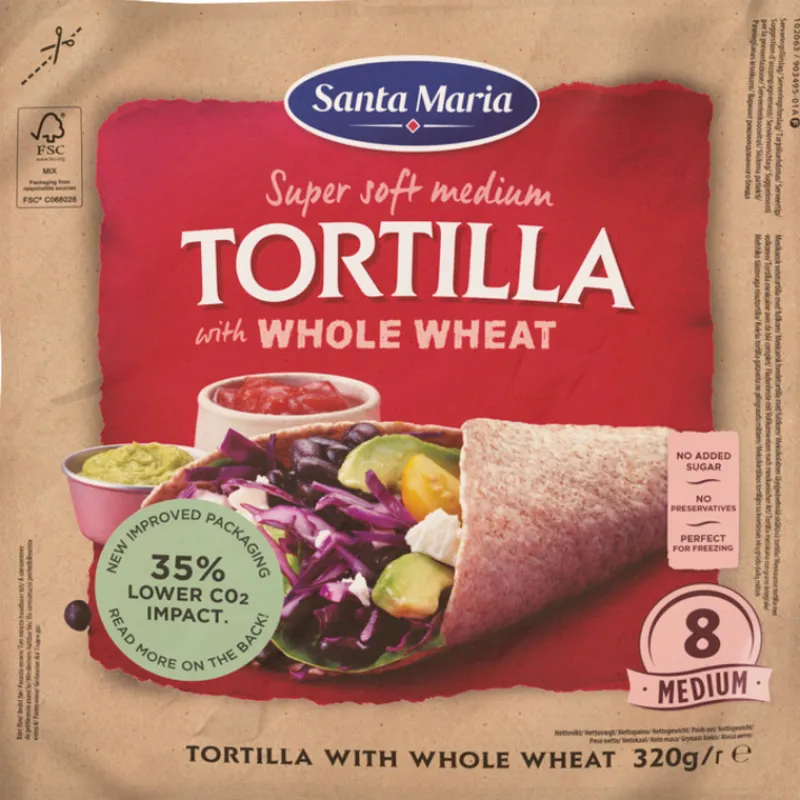 tortilla-santa-maria-8-kpl-320-dRPmuaNr-0.webp Santa Maria Tortillat Ja Tacokuoret^Tortilla 8 Kpl 320 G Whole Wheat Medium