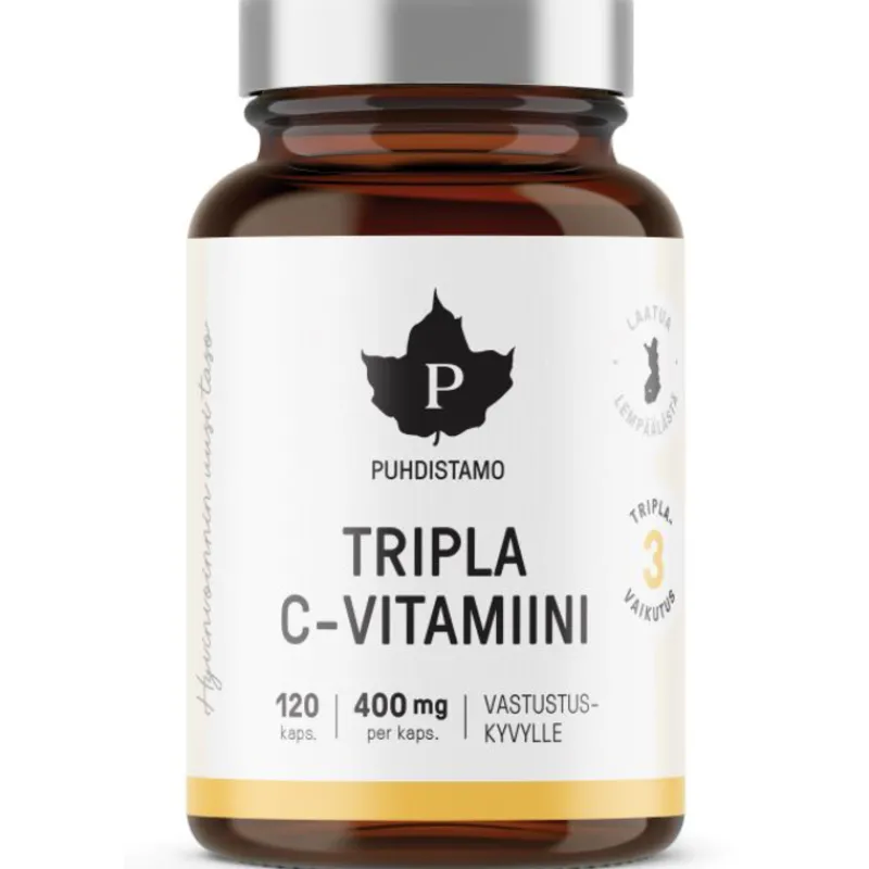 tripla-c-vitamiini-puhdistamo-NhaQNkvi-0.webp Puhdistamo Terveysravinteet Ja -valmisteet^Tripla C-vitamiini 120 Kpl