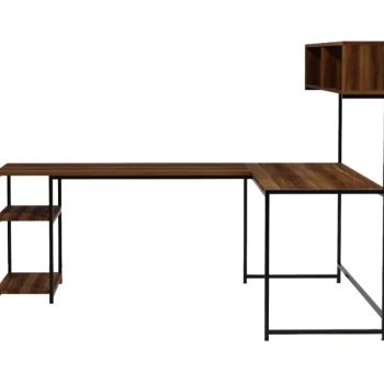 Chic Home Pienkalusteet-Työpöytä 200 X 130 Cm Caren Hyllyköillä