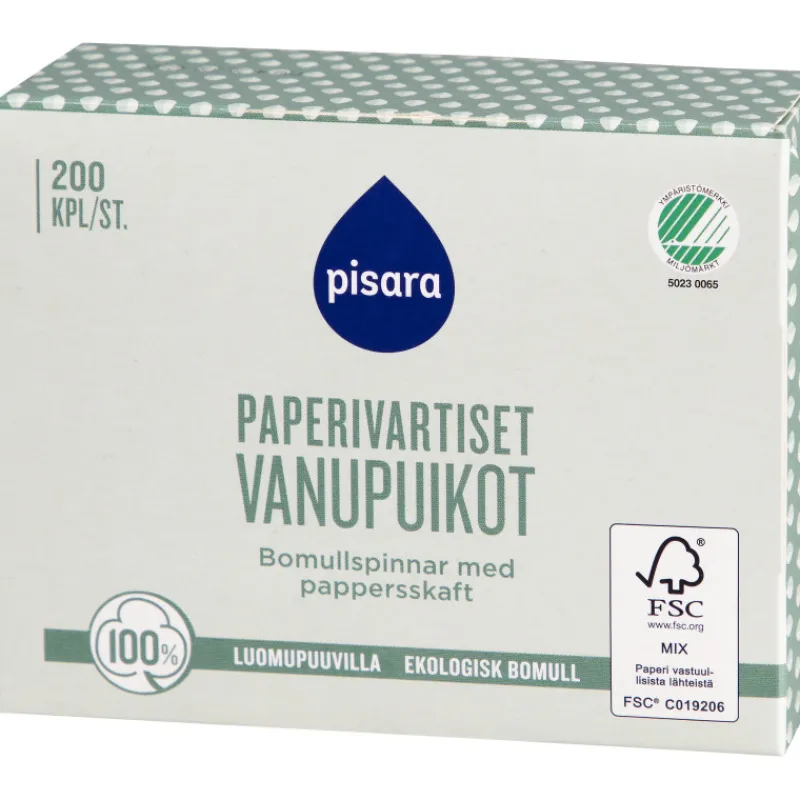 vanupuikko-pisara-200-kpl-orga-XCECLVZM-0.webp Pisara Hyvinvointi- Ja Terveydenhoitotarvikkeet^Vanupuikko 200 Kpl Organic