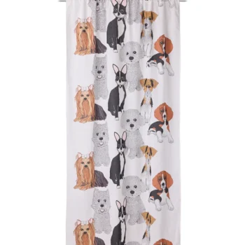 Vallila Verhot Ja Verhotarvikkeet-Verho 140 X 240 Cm Doggies Breeze Valkoinen