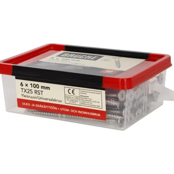 Brücke Naulat Ja Ruuvit-Yleisruuvi 6 X 100 Mm, Rst, Uppokanta, 80 Kpl