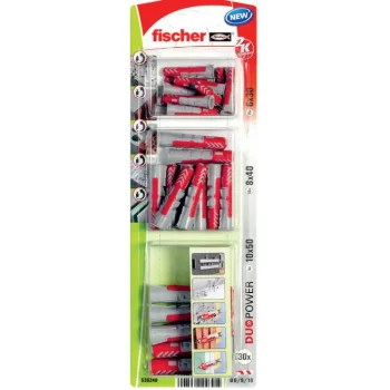 Fischer Naulat Ja Ruuvit-Yleistulppalajitelma Duopower 6 X 30, 8 X 40, 10 X 50, 30 Kpl